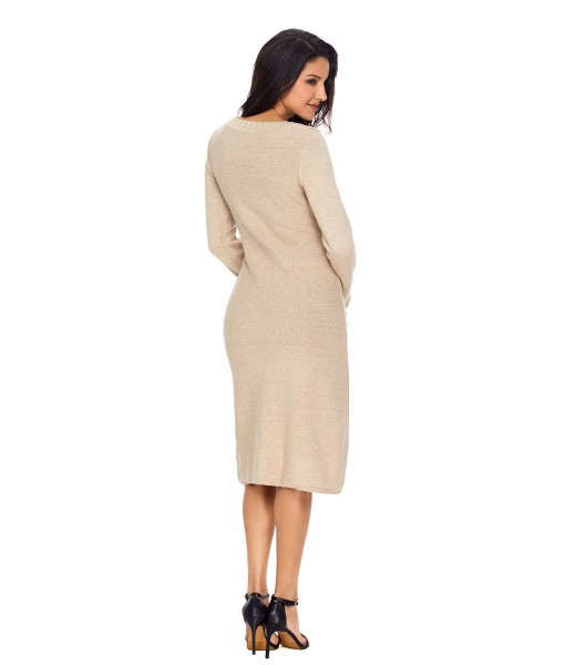 Khaki Women's Hand Knitted Sweater Dress