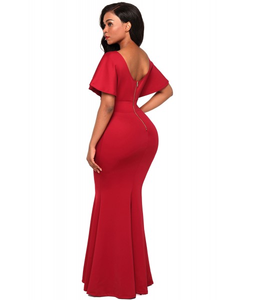 Red Off The Shoulder Mermaid Maxi Dress