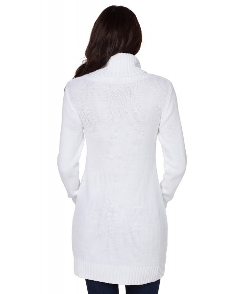 White Cowl Neck Cable Knit Sweater Dress