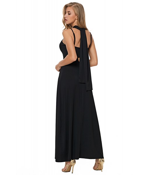 Black Self Tie Ribbon Wrap Maxi Dress