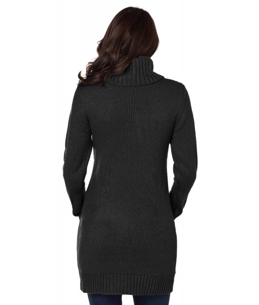 Black Cowl Neck Cable Knit Sweater Dress