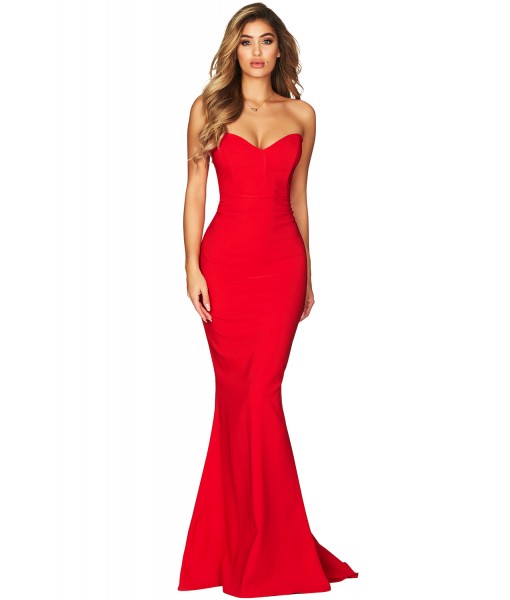 Red Strapless Sweetheart Neckline Mermaid Gown