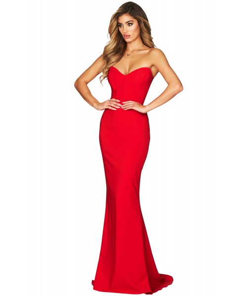 Red Strapless Sweetheart Neckline Mermaid Gown