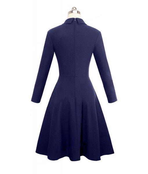 Indigo Double Breasted Vintage Flared Dress